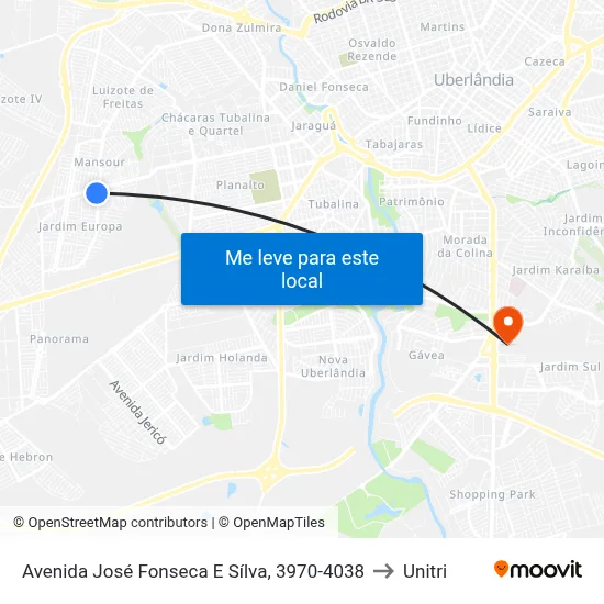 Avenida José Fonseca E Sílva, 3970-4038 to Unitri map