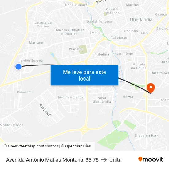 Avenida Antônio Matias Montana, 35-75 to Unitri map