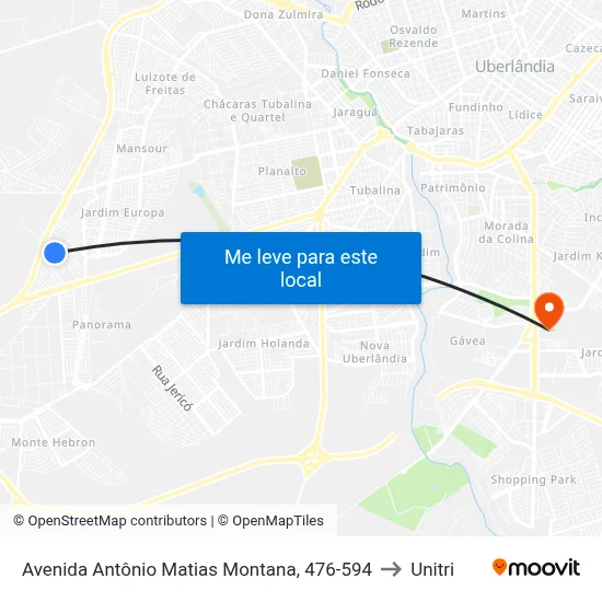 Avenida Antônio Matias Montana, 476-594 to Unitri map
