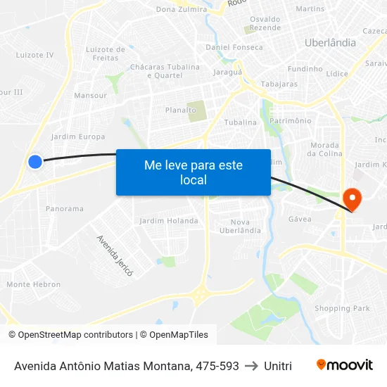 Avenida Antônio Matias Montana, 475-593 to Unitri map