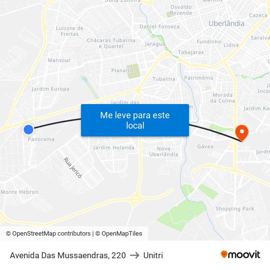 Avenida Das Mussaendras, 220 to Unitri map