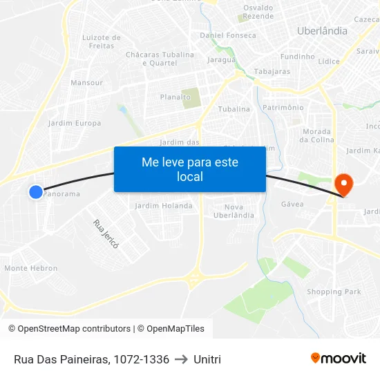 Rua Das Paineiras, 1072-1336 to Unitri map