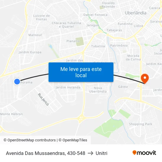 Avenida Das Mussaendras, 430-548 to Unitri map