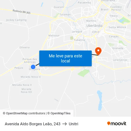 Avenida Aldo Borges Leão, 243 to Unitri map