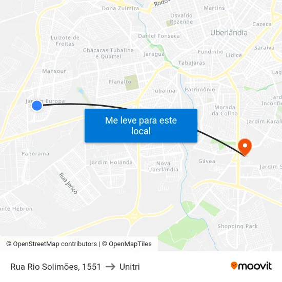 Rua Rio Solimões, 1551 to Unitri map