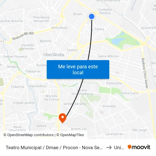Teatro Municipal / Dmae / Procon - Nova Sede to Unitri map