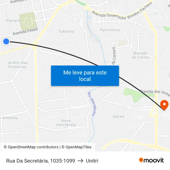 Rua Da Secretária, 1035-1099 to Unitri map