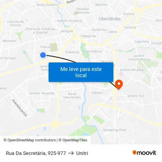 Rua Da Secretária, 925-977 to Unitri map