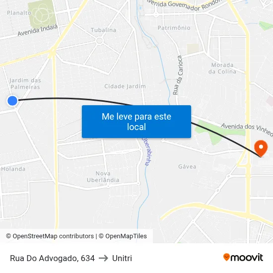 Rua Do Advogado, 634 to Unitri map