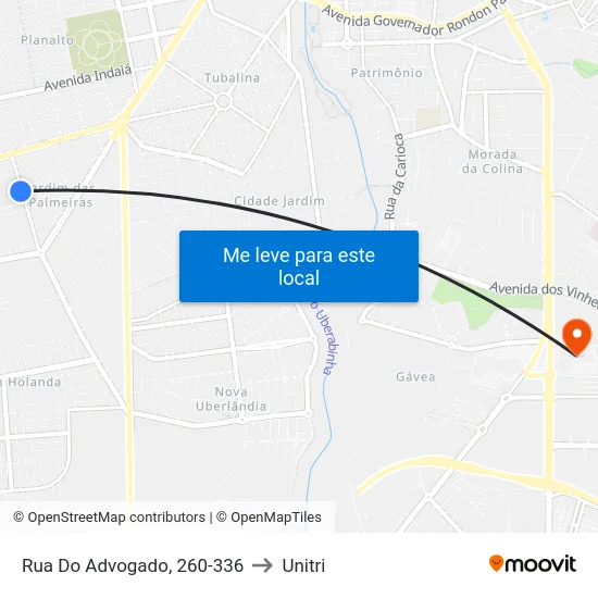 Rua Do Advogado, 260-336 to Unitri map