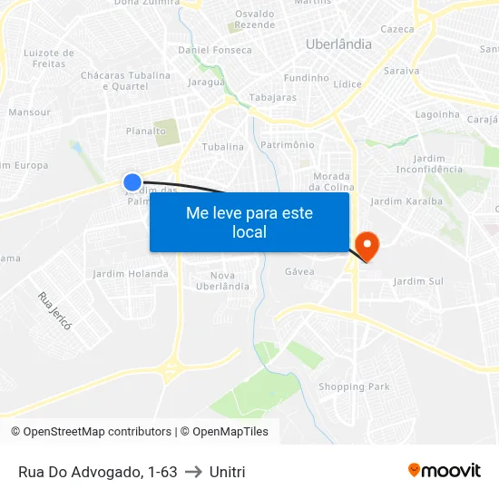 Rua Do Advogado, 1-63 to Unitri map
