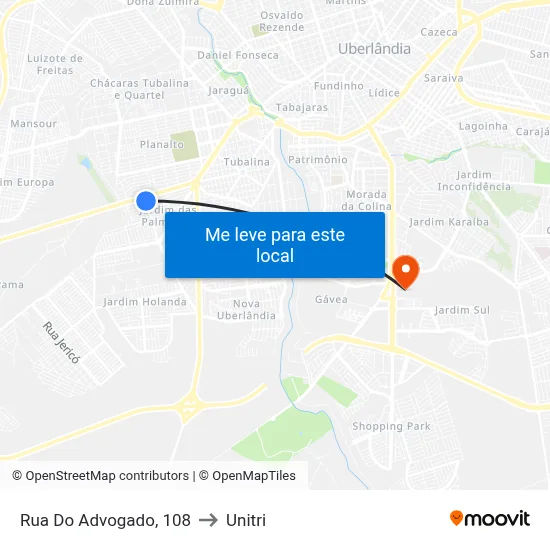 Rua Do Advogado, 108 to Unitri map