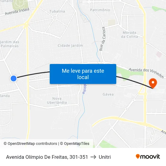Avenida Olímpio De Freitas, 301-351 to Unitri map