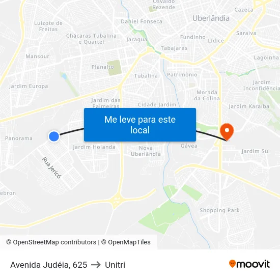 Avenida Judéia, 625 to Unitri map