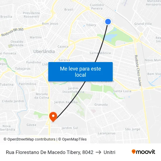 Rua Florestano De Macedo Tibery, 8042 to Unitri map
