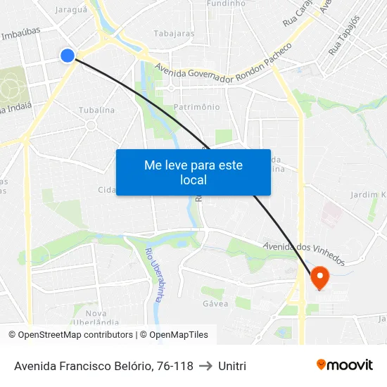 Avenida Francisco Belório, 76-118 to Unitri map