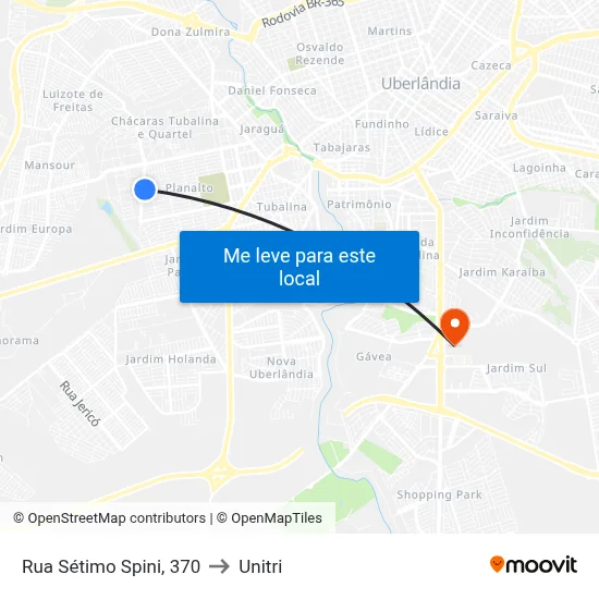 Rua Sétimo Spini, 370 to Unitri map