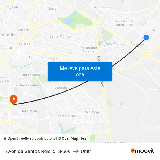 Avenida Santos Réis, 513-569 to Unitri map