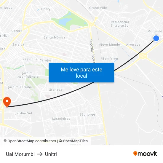 Uai Morumbi to Unitri map