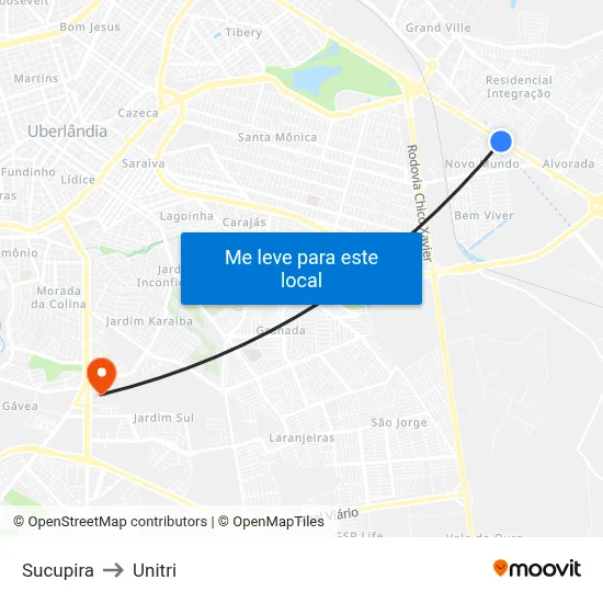 Sucupira to Unitri map