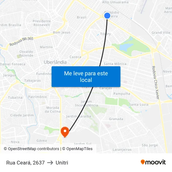 Rua Ceará, 2637 to Unitri map