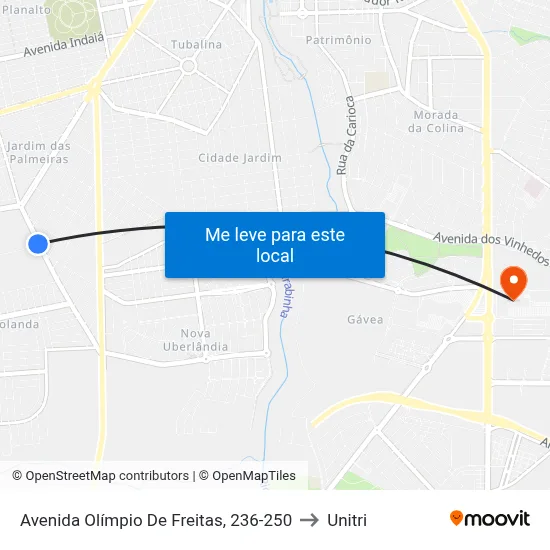 Avenida Olímpio De Freitas, 236-250 to Unitri map