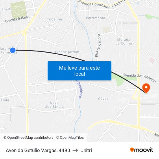 Avenida Getúlio Vargas, 4490 to Unitri map