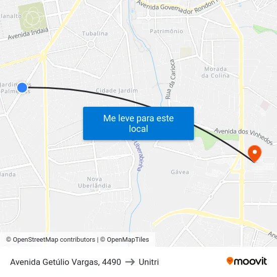 Avenida Getúlio Vargas, 4490 to Unitri map