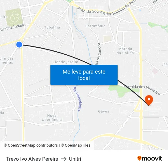 Trevo Ivo Alves Pereira to Unitri map