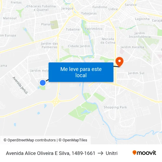 Avenida Alice Oliveira E Silva, 1489-1661 to Unitri map