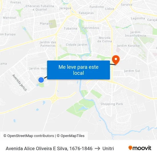 Avenida Alice Oliveira E Silva, 1676-1846 to Unitri map