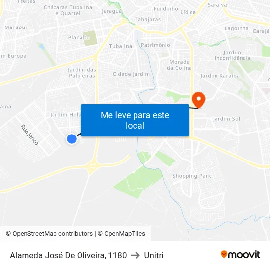 Alameda José De Oliveira, 1180 to Unitri map