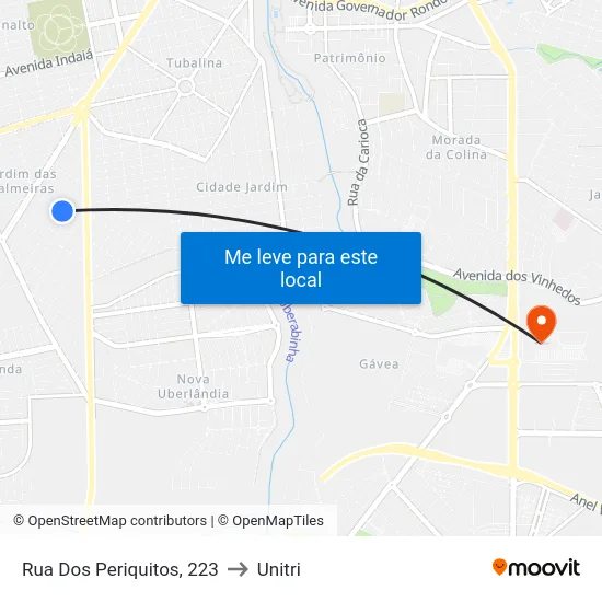 Rua Dos Periquitos, 223 to Unitri map