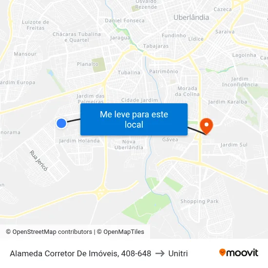 Alameda Corretor De Imóveis, 408-648 to Unitri map