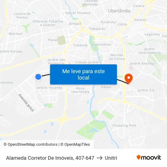Alameda Corretor De Imóveis, 407-647 to Unitri map
