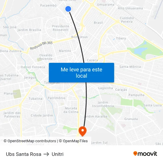 Ubs Santa Rosa to Unitri map
