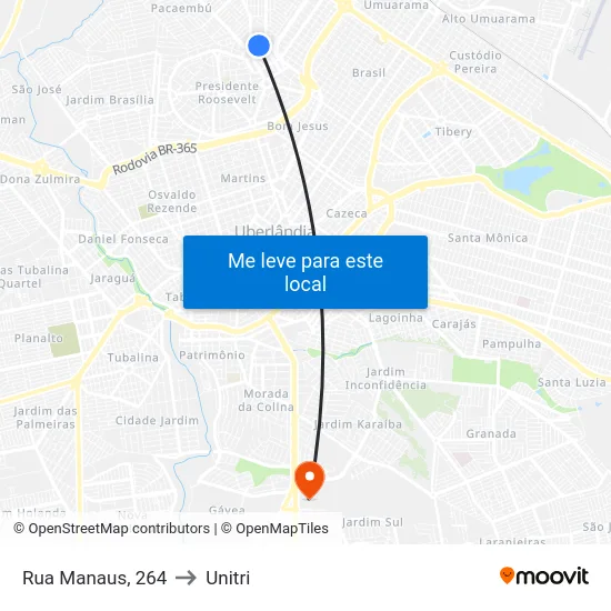 Rua Manaus, 264 to Unitri map