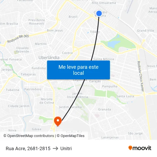 Rua Acre, 2681-2815 to Unitri map