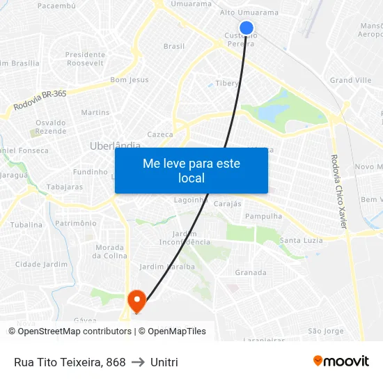 Rua Tito Teixeira, 868 to Unitri map