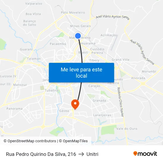 Rua Pedro Quirino Da Silva, 216 to Unitri map