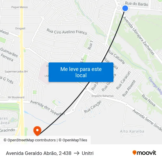 Avenida Geraldo Abrão, 2-438 to Unitri map