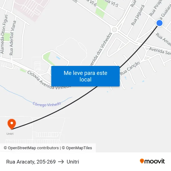 Rua Aracaty, 205-269 to Unitri map