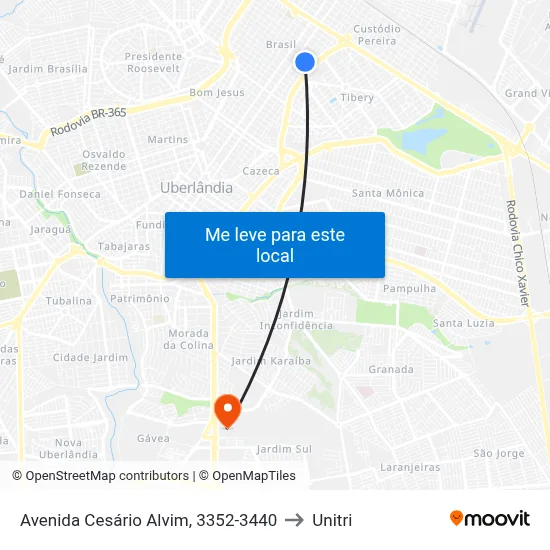 Avenida Cesário Alvim, 3352-3440 to Unitri map