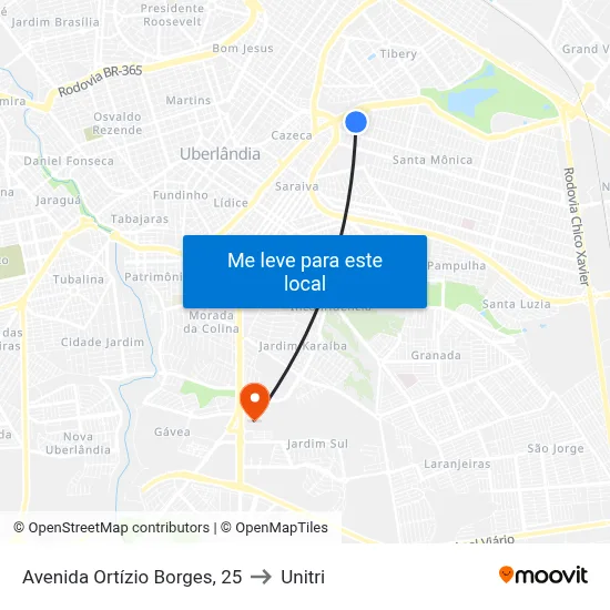 Avenida Ortízio Borges, 25 to Unitri map