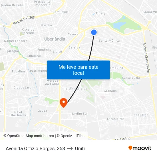 Avenida Ortízio Borges, 358 to Unitri map