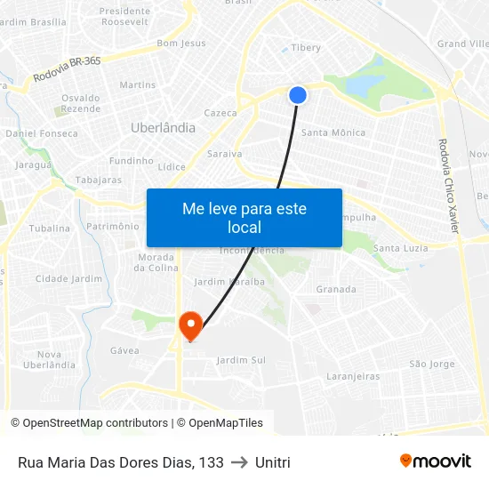 Rua Maria Das Dores Dias, 133 to Unitri map