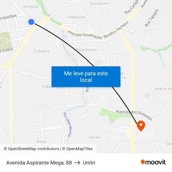 Avenida Aspirante Mega, 88 to Unitri map