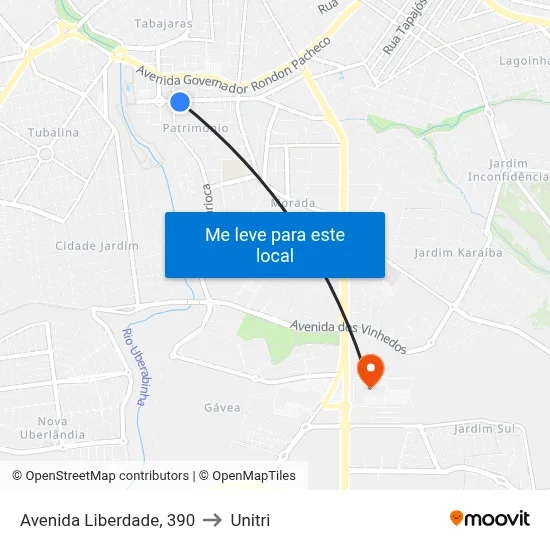 Avenida Liberdade, 390 to Unitri map