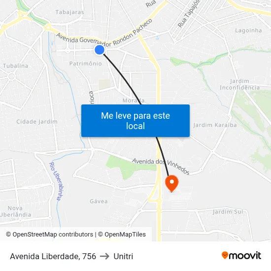 Avenida Liberdade, 756 to Unitri map