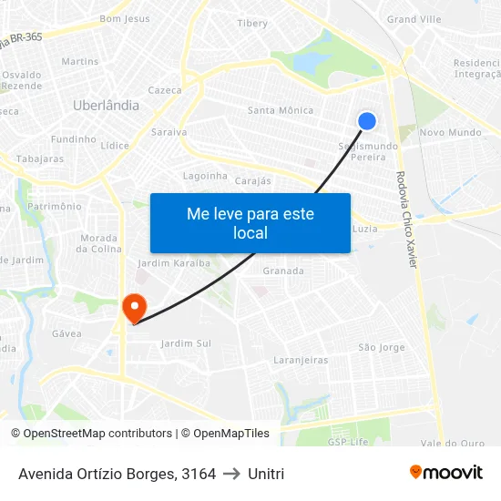 Avenida Ortízio Borges, 3164 to Unitri map